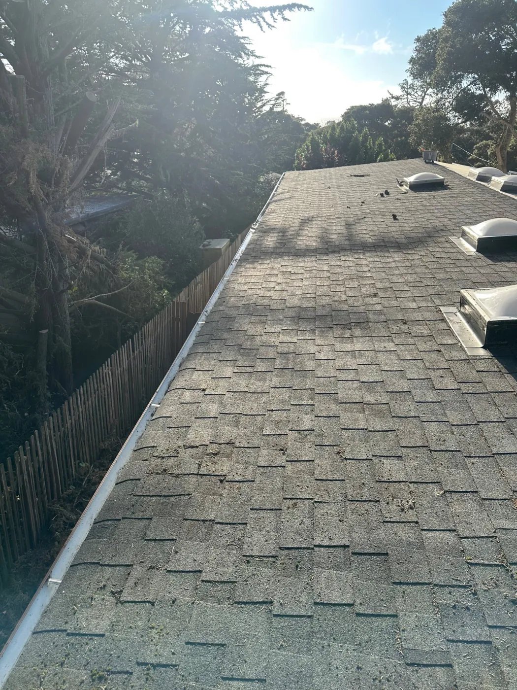 Roof surface at a residential cleaning job