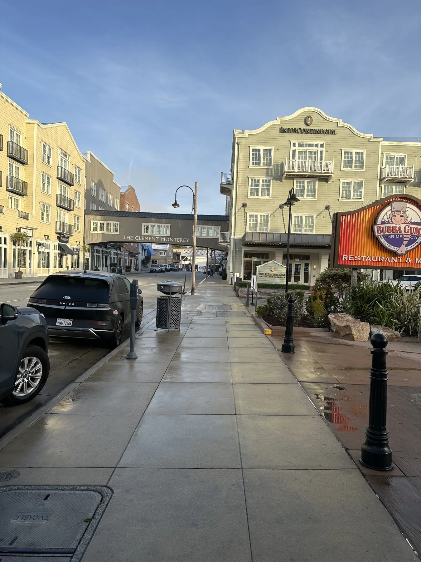 Freshly washed sidewalk along Cannery Row in Monterey